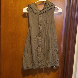 Matilda Jane lace hooded button up tank top